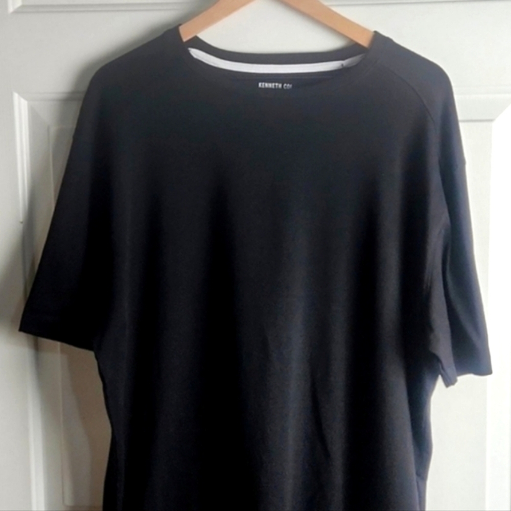 Men's 1X Black Crew Neck Short Sleeve Organic Cotton Tee Shirt by Kenneth Cole